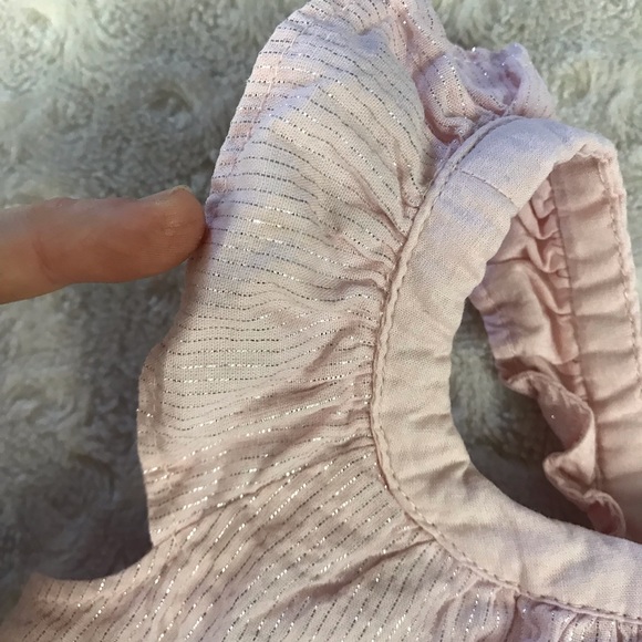 Baby Gap Pink Summer Romper Silver Stripes Size 12-18 Months - Picture 2 of 6